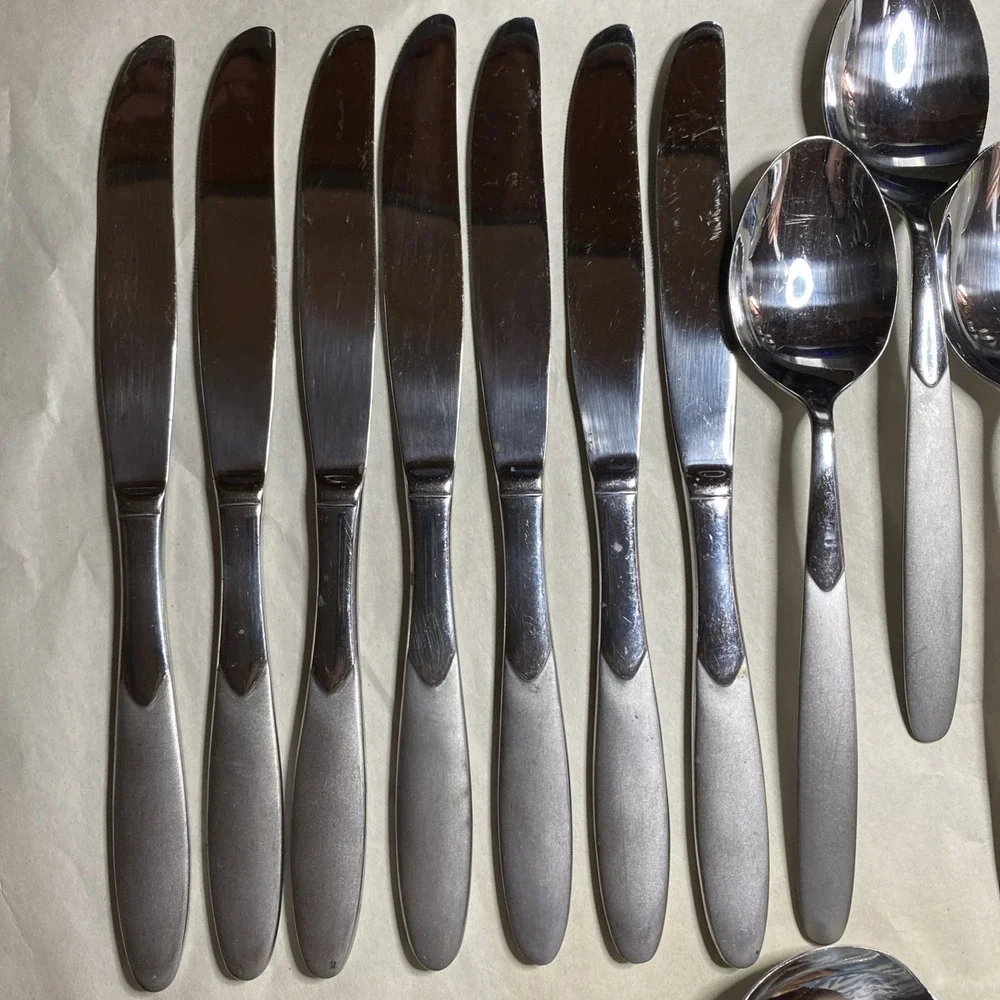 Crescent Stainless by Cambridge‎ Frost Handle, Glossy Bowl 24 Pc Lot